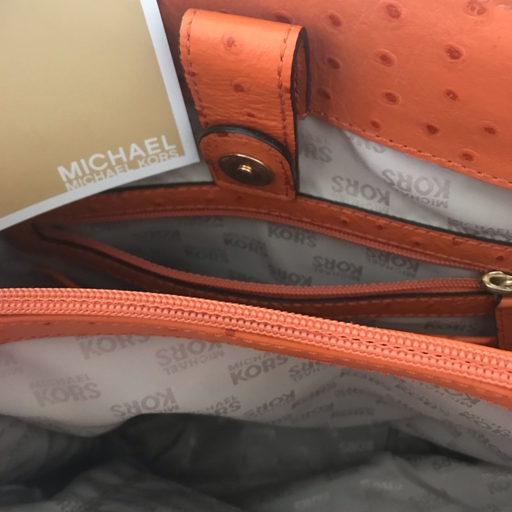 Michael Kors Hamilton Orange Leather Satchel - Picture 3 of 3
